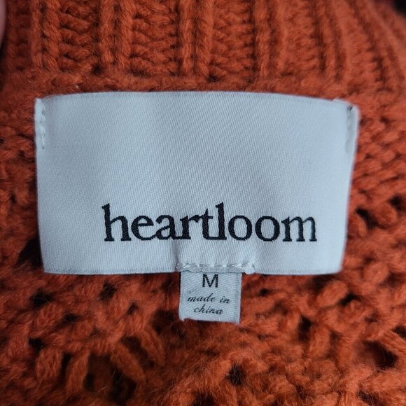 Heartloom Chunky Open Knit Burnt Orange Pearl Buttons Oversized Cardigan - Picture 8 of 9